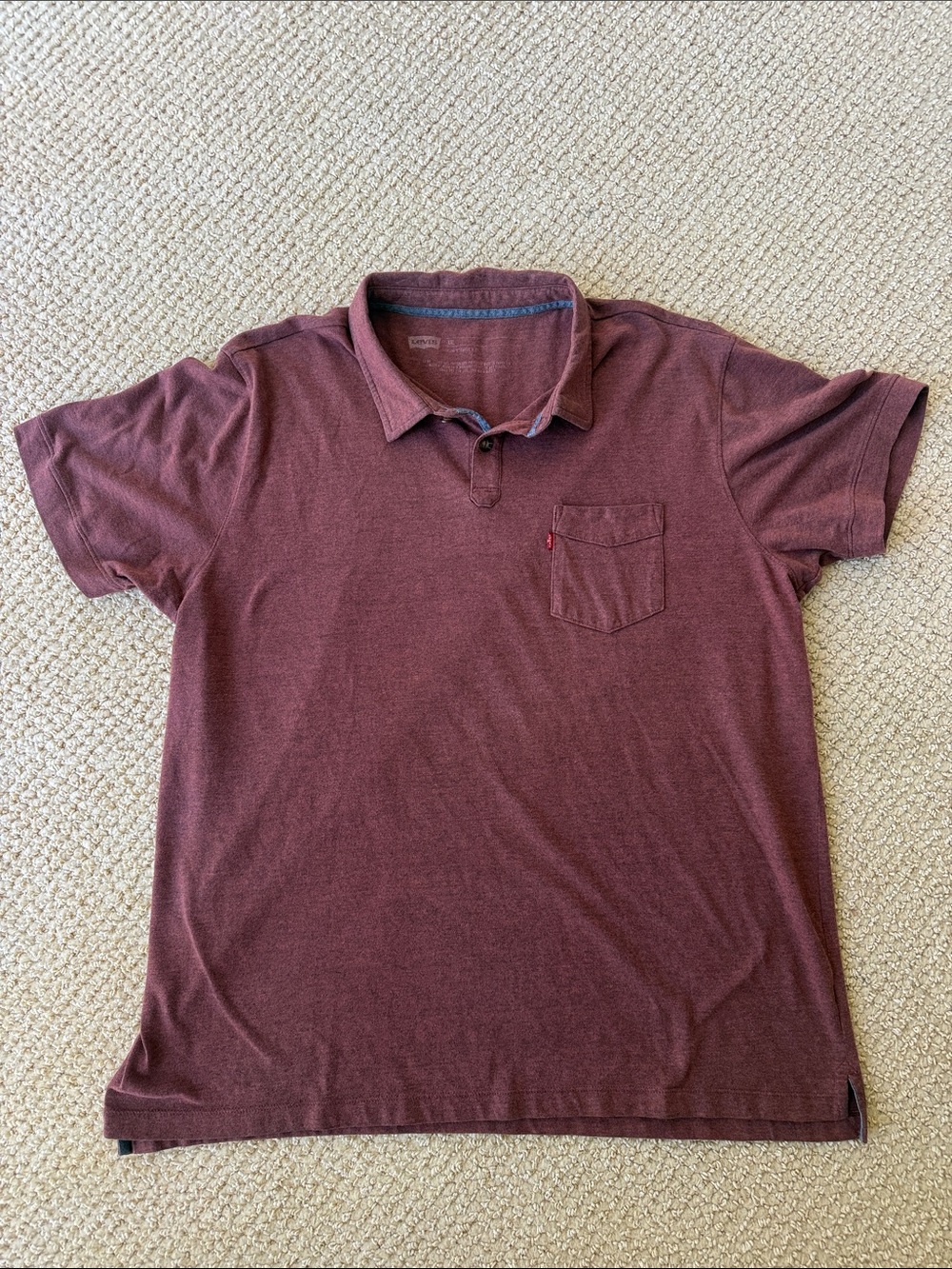 Levi's Men's Burgundy Polo with Chest Pocket size XXL